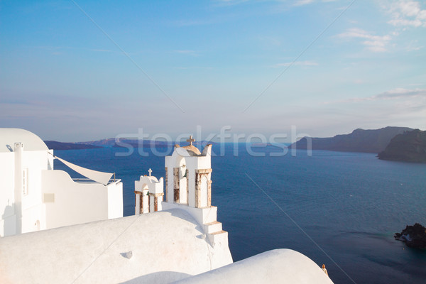 Foto stock: Branco · santorini · ilha · Grécia · telhados · vulcão