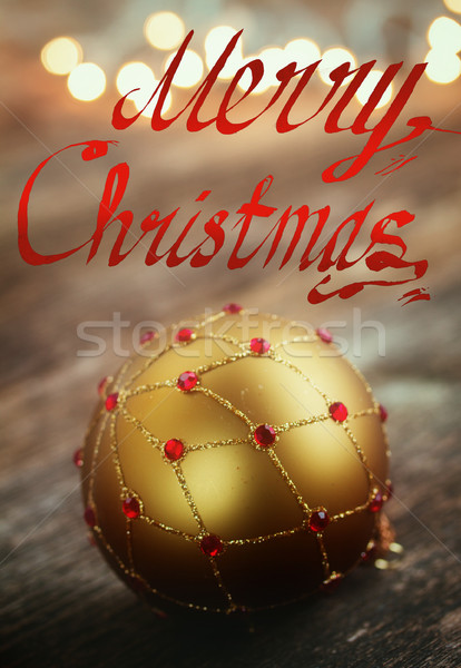 Foto stock: Dorado · pelota · alegre · Navidad · cartas · luces