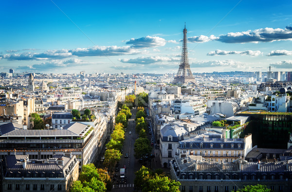 Eiffel turné Párizs városkép panorámakép kilátás Stock fotó © neirfy