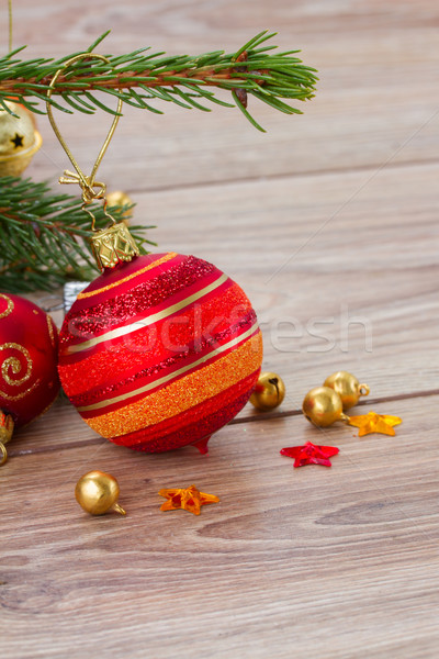 red and orange  christmas  ball  Stock photo © neirfy