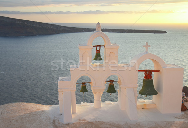white  belfry, Santorini island, Greece Stock photo © neirfy