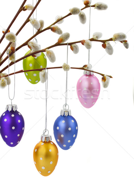 Colorful hanging easter eggs Stock photo © neirfy