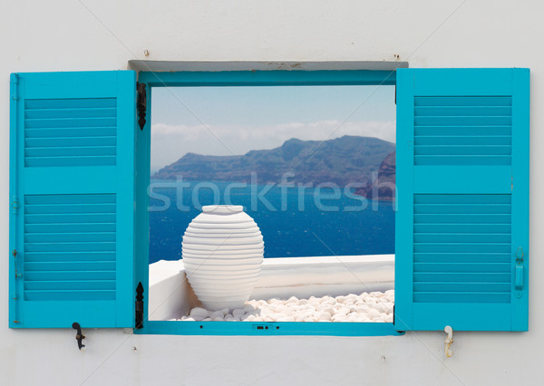 Foto stock: Belo · detalhes · santorini · ilha · Grécia · janela