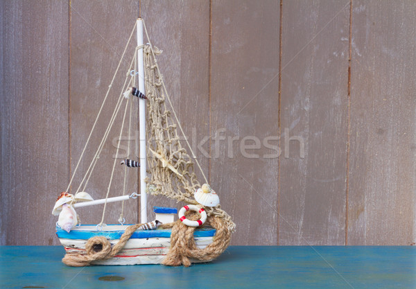 Seashells and boat  with copy space Stock photo © neirfy