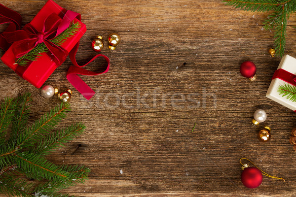 Karácsony ajándék felső kilátás keret kézzel készített Stock fotó © neirfy