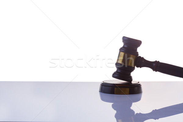 Ley justicia martillo gris aislado blanco Foto stock © neirfy