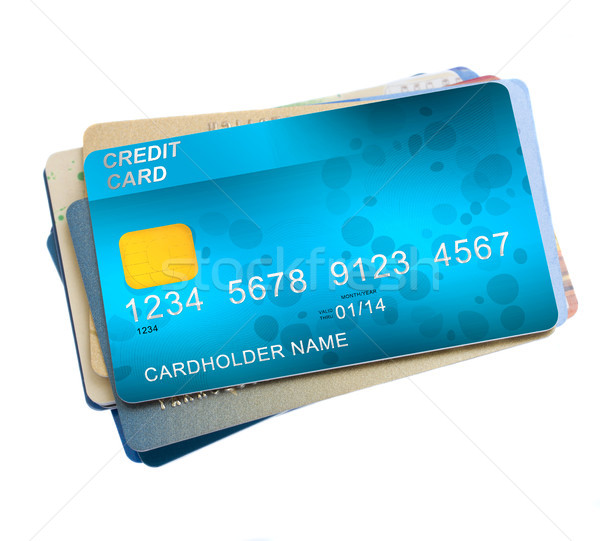 Köteg hitelkártyák izolált fehér üzlet vásárlás Stock fotó © neirfy