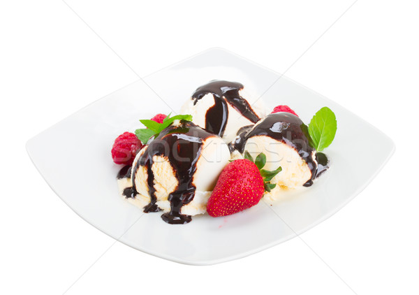 Сток-фото: пластина · ваниль · мороженого · шоколадом · свежие