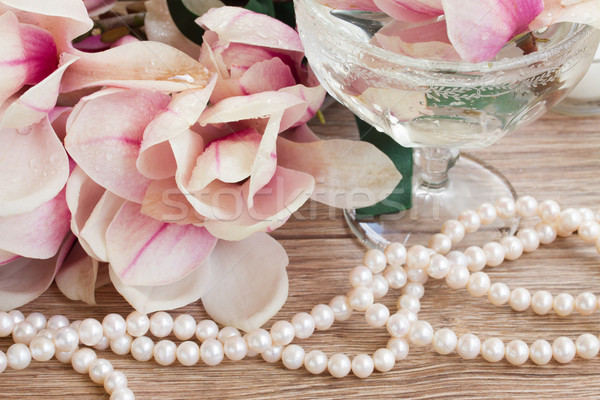 [[stock_photo]]: Magnolia · fleurs · perles · mariage · décorations · amour