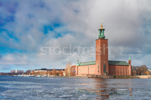 Stockholm Svédország város előcsarnok tél jég Stock fotó © neirfy