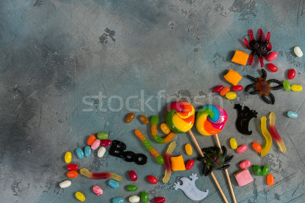 Colorful halloween candies on stone Stock photo © neirfy