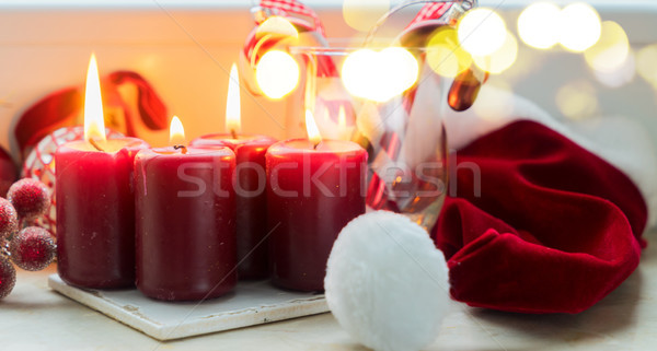 Natale scena brucia luce quattro rosso Foto d'archivio © neirfy