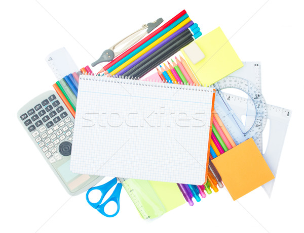 Stockfoto: Notebook · schoolbenodigdheden · geïsoleerd · witte · kantoor · boeken