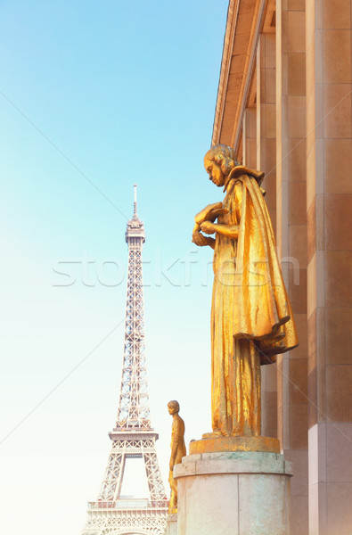 eiffel tour and statues of Trocadero Stock photo © neirfy