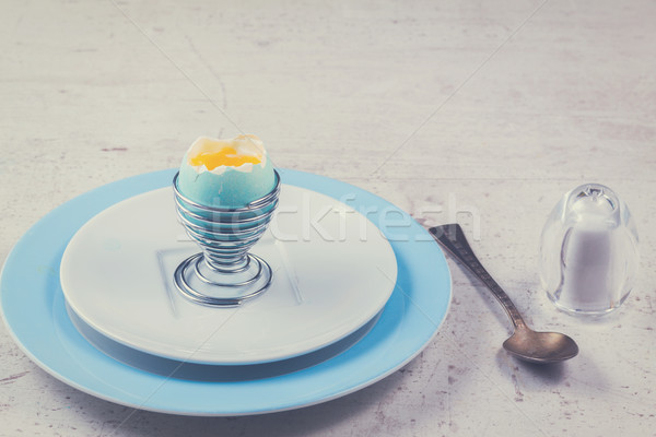 Bleu œufs de Pâques œuf de Pâques jaune jaune cuillère [[stock_photo]] © neirfy