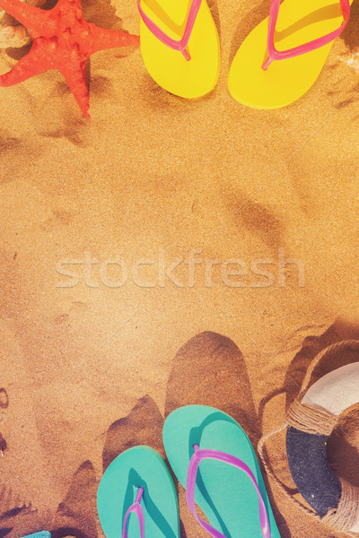 Nyár tengerpart jókedv jelenet keret homok Stock fotó © neirfy
