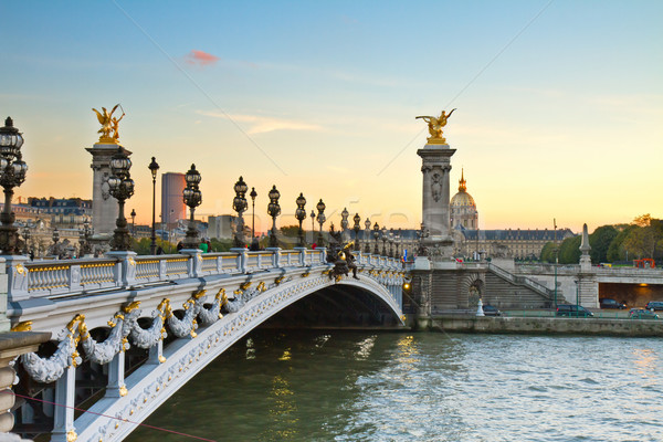 Bridge of Alexandre III at sunset Stock photo © neirfy