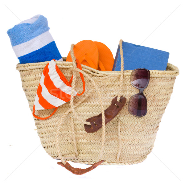 sunbathing accessories in basket Stock photo © neirfy