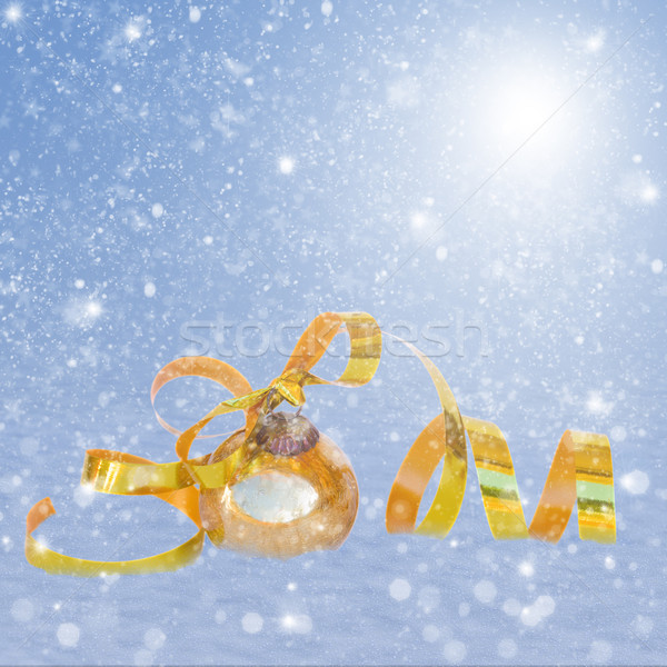 golden chrismas ball in snow Stock photo © neirfy