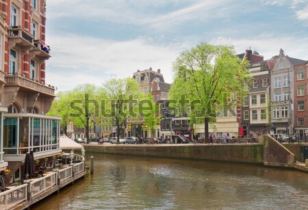 Starych Amsterdam Niderlandy wiosną dzień drzewo Zdjęcia stock © neirfy