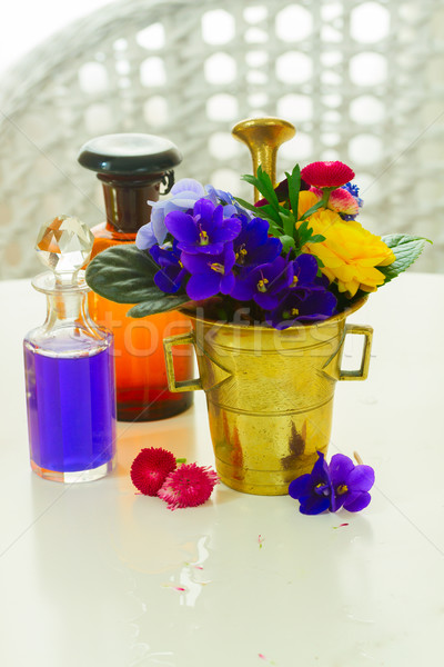 aromatherapy - flowers in mortar Stock photo © neirfy