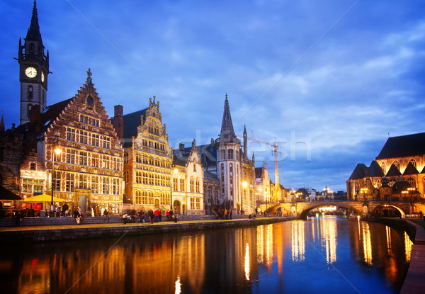 Stock photo: Old Buildings With Canal, Ghent