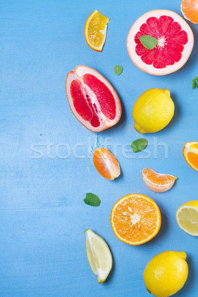 citrus pattern on blue Stock photo © neirfy
