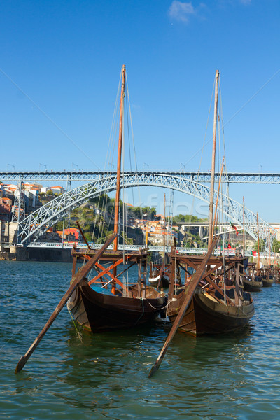 Iki tekneler köprü Portekiz geleneksel Stok fotoğraf © neirfy