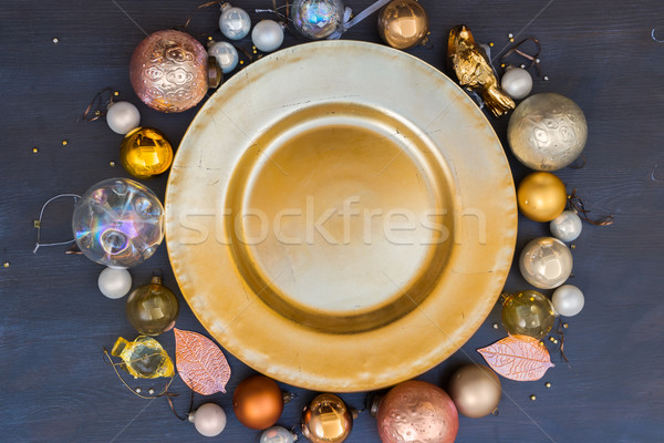 Stock photo: Christmas golden plate