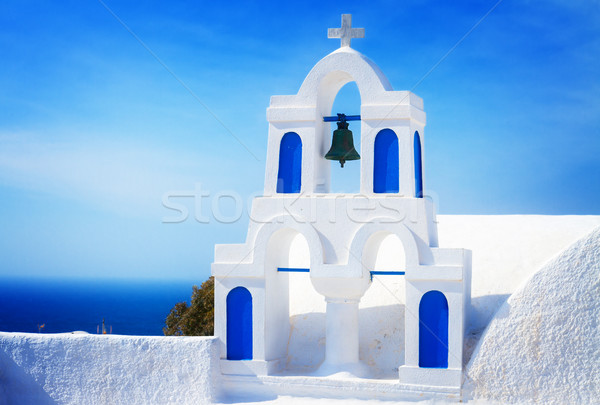 Bianco blu santorini isola chiesa bella Foto d'archivio © neirfy
