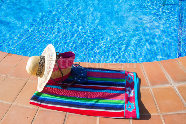 towel and bathing accessories near pool Stock photo © neirfy