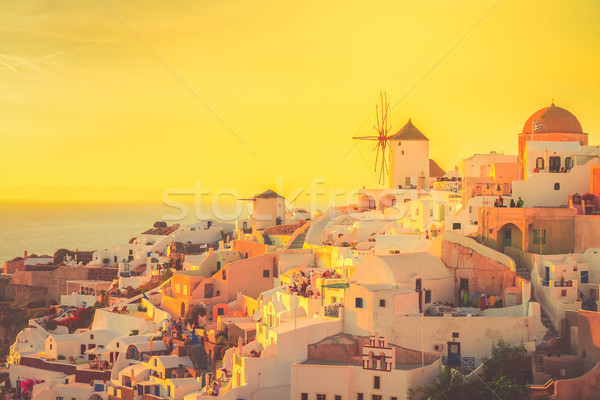 windmill of Oia at sunset, Santorini Stock photo © neirfy