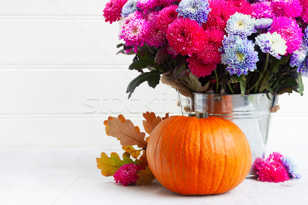 Stockfoto: Vallen · chrysant · bloemen · boeket · roze · Blauw