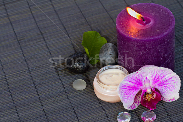 Orchidea spa set fiore candela crema Foto d'archivio © neirfy