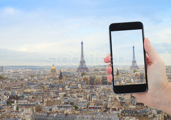Skyline Paris Tour Eiffel Voyage ville au-dessus [[stock_photo]] © neirfy