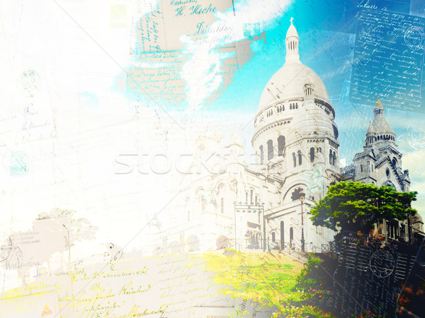 Biserică Paris epocă carte poştală vedere lume Imagine de stoc © neirfy