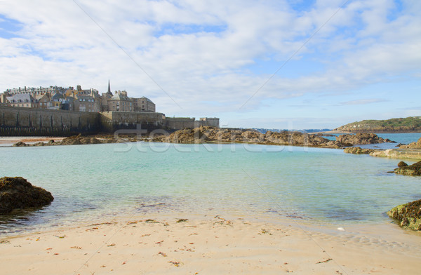 Stock photo: Saint-Malo old city over tidal waters ,  France