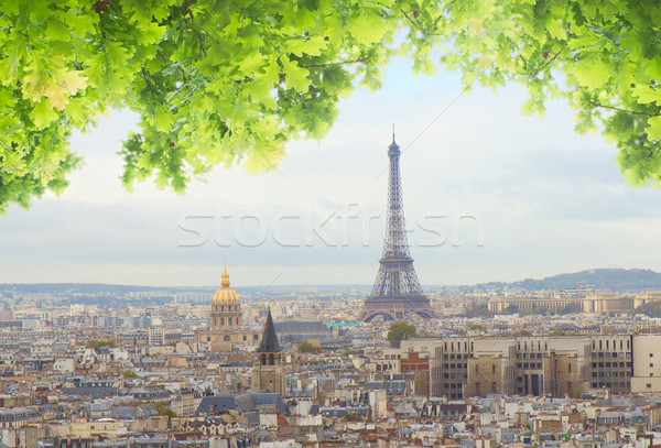 Stockfoto: Skyline · Parijs · Eiffeltoren · stad · boven · zomer