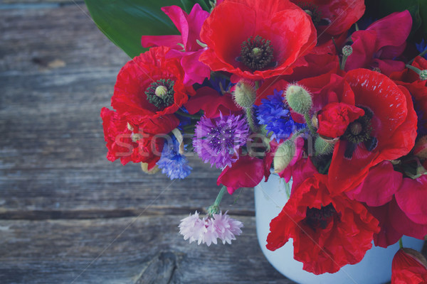 Stockfoto: Poppy · zoete · mais · bloemen · bos