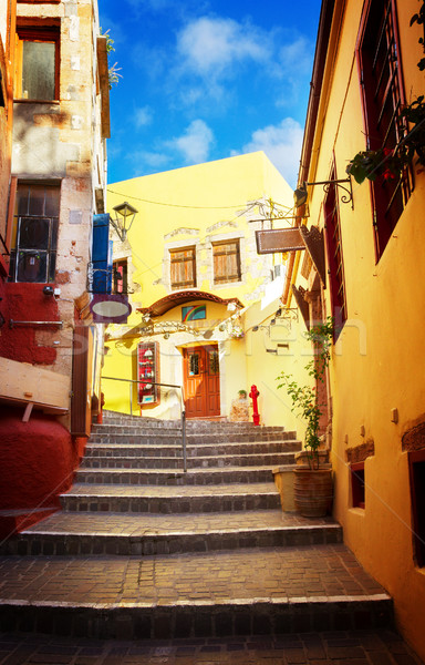 Accogliente strada Grecia città vecchia scale retro Foto d'archivio © neirfy