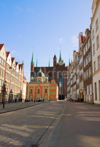 Barrio antiguo gdansk Polonia iglesia negro ladrillo Foto stock © neirfy