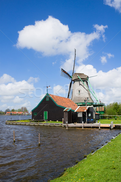 [[stock_photo]]: Moulin · à · vent · rivière · eau · herbe · nature