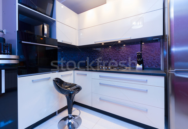 Moderno cozinha preto vazio cadeira Foto stock © neirfy