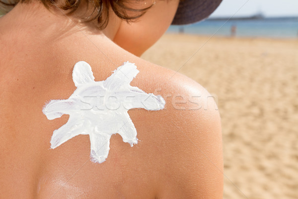 太陽 洗劑 肩 關閉 水 美女 商業照片 © neirfy