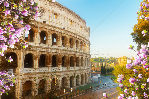 Foto stock: Coliseu · pôr · do · sol · Roma · Itália · ver