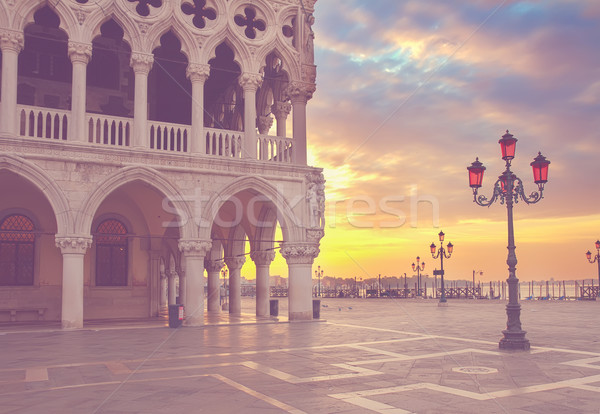 Palais Venise Italie sunrise rétro ciel Photo stock © neirfy