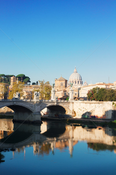 Stock fotó: Katedrális · híd · kupola · folyó · Róma · Olaszország