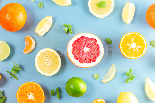 citrus pattern on blue Stock photo © neirfy