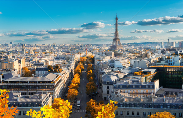 Eiffel turné Párizs városkép panorámakép kilátás Stock fotó © neirfy