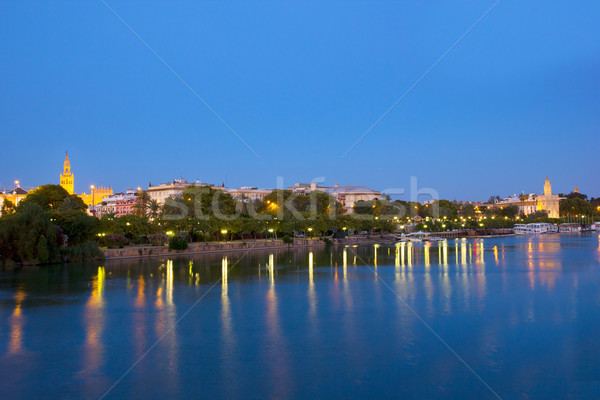 cityscape of Sevilla at night, Spain Stock photo © neirfy